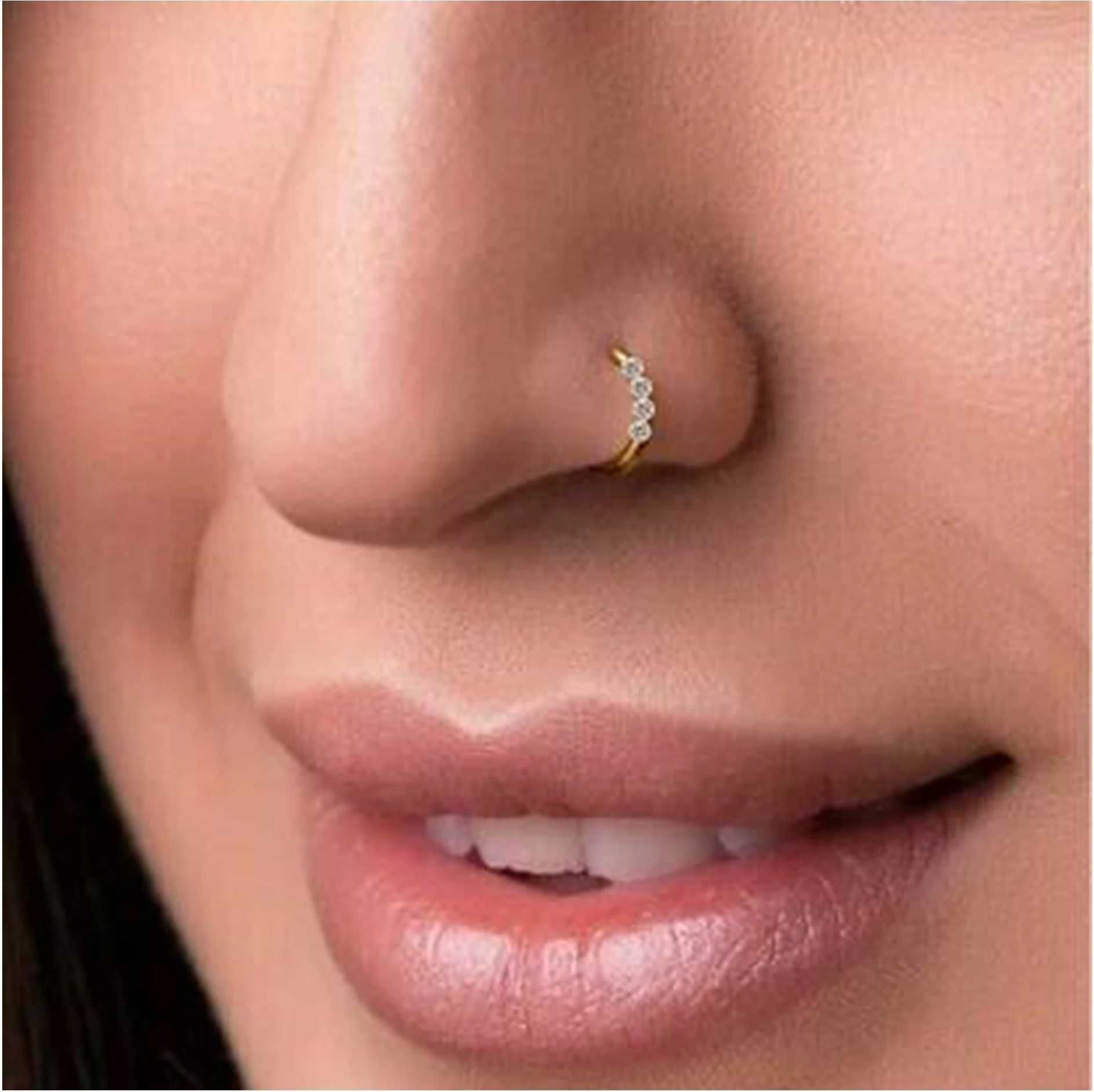 Four Nugget Nose Ring - Elegant Style