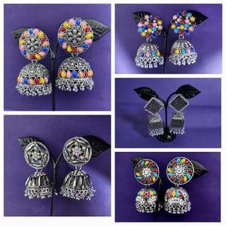Beautiful Oxidised Multicolor jhumka Combo set pack of 5