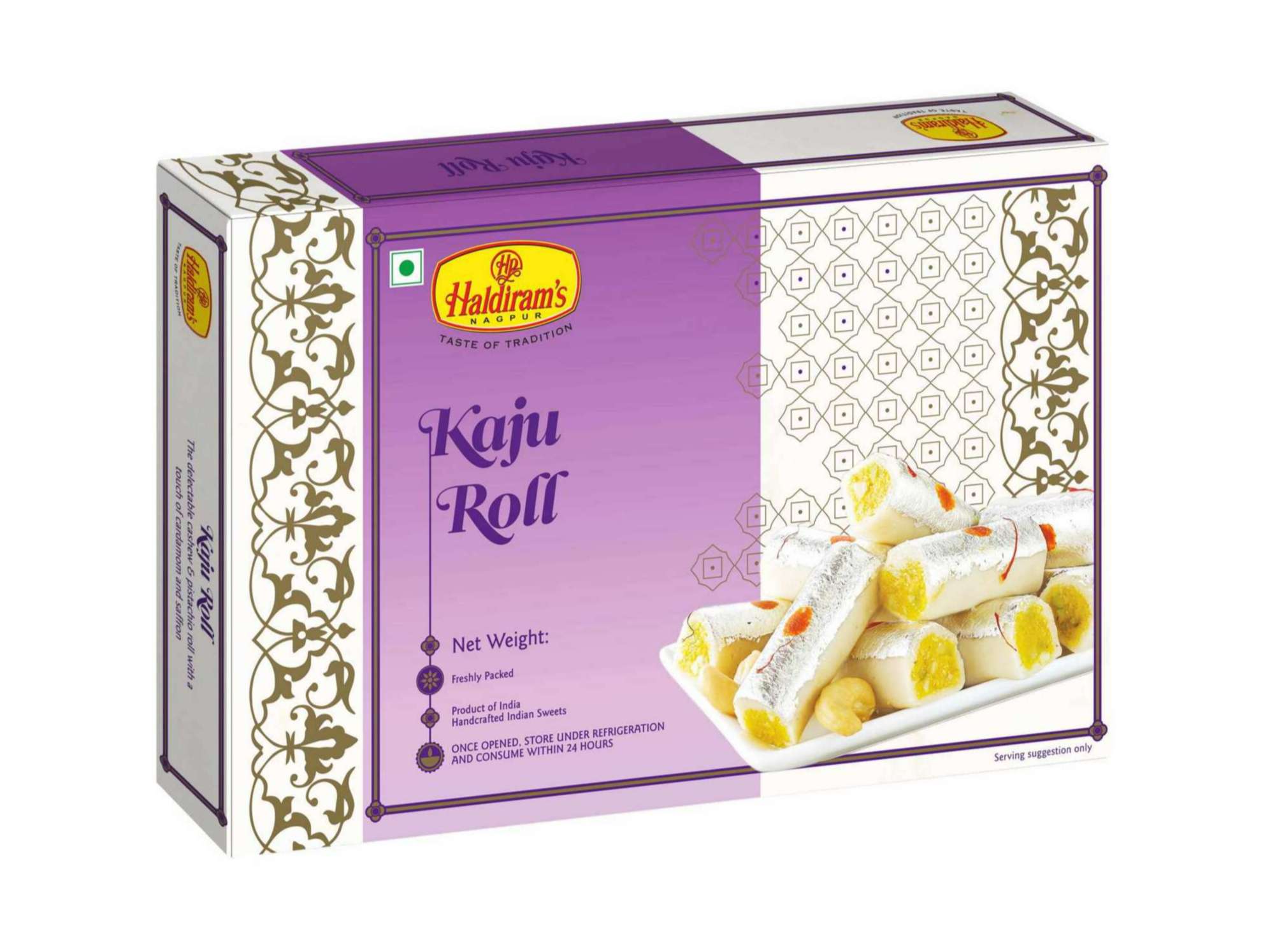 Haldiram's Kaju Roll Packed Sweets - 250 Gm - Pack of 2