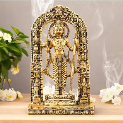 Dreamkraft Ayodhyawasi Shree Ram Lalla Idol | Metal Ram Murti for Home Temple & Office | Decorative Showpiece | Hindu God Statue for Pooja, Diwali, Gifting & Home Decor | 27 cm (Gold Finish)