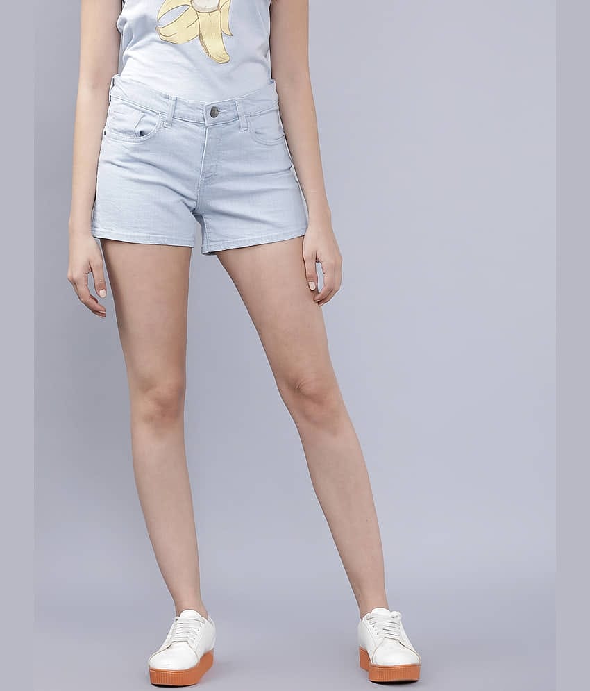 Tokyo Talkies Cotton Blend Skorts - Blue