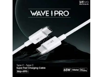 Walta Elite Wave 1 PRO Type C to Type C 65W Charging Cable- White Walta Elite Wave 1 PRO Type C to Type C 65W Charging Cable- White