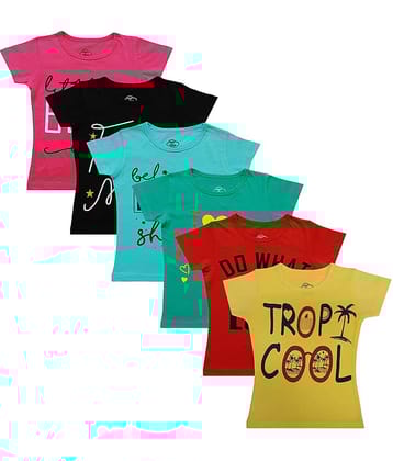 MIST N FOGG Pack of 6 Girls 100% Cotton T-Shirts ( Multi )