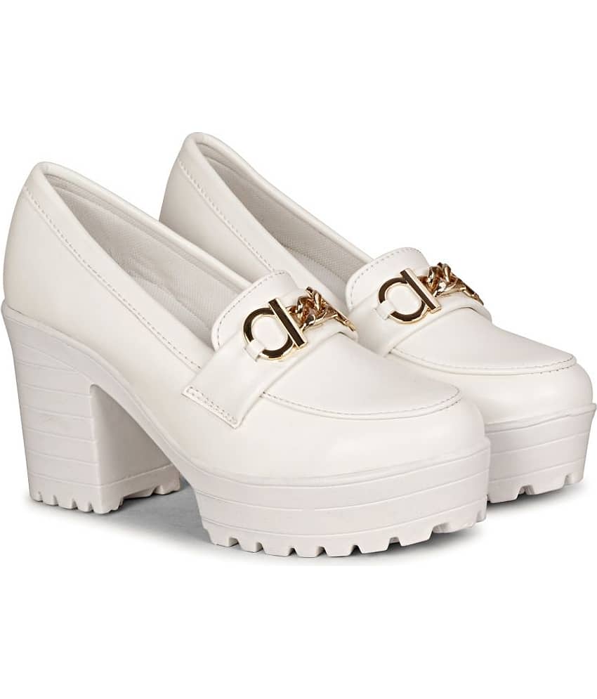 Saheb White Women's Slip On Heels