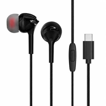 Type-C Wired Earphones with Mic  Hi-Fi Stereo Sound, Deep Bass, Tangle-Free Cable for Smartphones, Tablets & Laptops