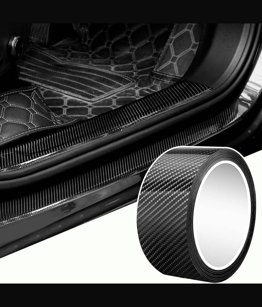 Car Sticker Carbon Fiber Rubber,Entry Guard Protector Strip Car Door Sill Protector,Bumper Door Guard Scuff Plate Protectors Tape Anti-Scratch