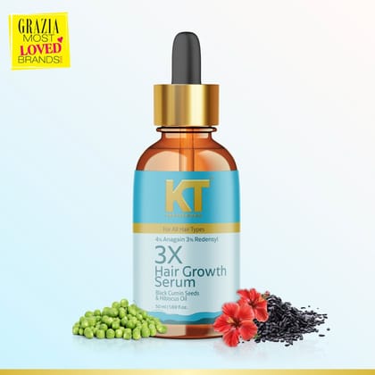 KT Professional 3X Hair Growth Serum, Boosts Hair Growth, Strength & Density - 50ml