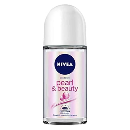 NIVEA Pearl and Beauty 50ml Deo Underarm Roll On | With Pearl Extracts & Avocado Oil | 72 H Long Lasting Floral Scent | 0% Alcohol and Dermat Approved | For Women NIVEA Pearl and Beauty 50ml Deo Underarm Roll On | With Pearl Extracts & Avocado Oil | 72 H