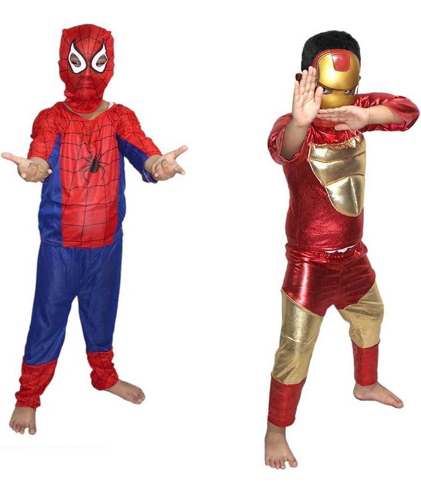 Spider & Iron Hero Dress For Boys, Superhero Costume Combo, 3-4 Yrs (Pack of 2)
