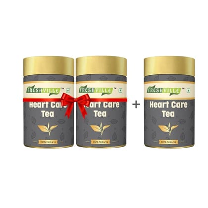Freshville Heart Care Tea | Pure & Natural | Control cholesterol | Control Blood Pressure | Tulsi, Cardamom, Cinnamon, Hibiscus Tin (50gx3).45 Day Pack