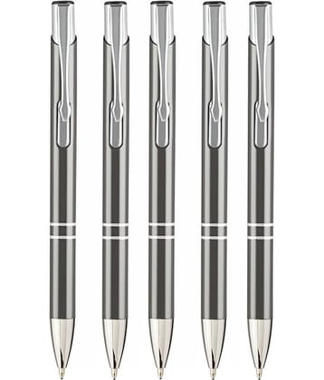 K K CROSI Metal Pen Pack of 5pcs Grey Colour Ball Pen  (Pack of 5, Blue Ink)