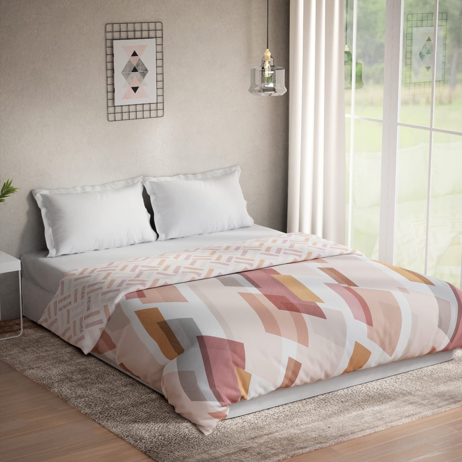 DDECOR - Optima Collection 100% Cotton Geometric Pattern 136TC King Quilt |229 CM X 274 CM| - Red