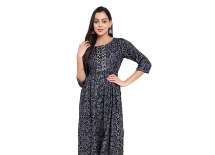 MRS RIGHT PREMIUM COTTON PRINTED BLUE NYRA FROCK KURTI MRS RIGHT PREMIUM COTTON PRINTED BLUE NYRA FROCK KURTI