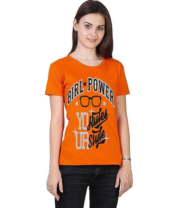 MIST N FOGG Women Cotton Regular Fit Round Neck T-Shirt ( Orange )