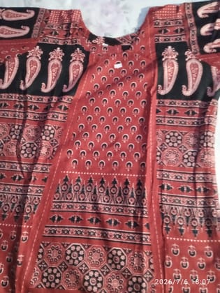Ethnic Printed Cotton Kurti (Rust & Black) | Traditional Paisley & Geometric Motifs | Ethnic Casual