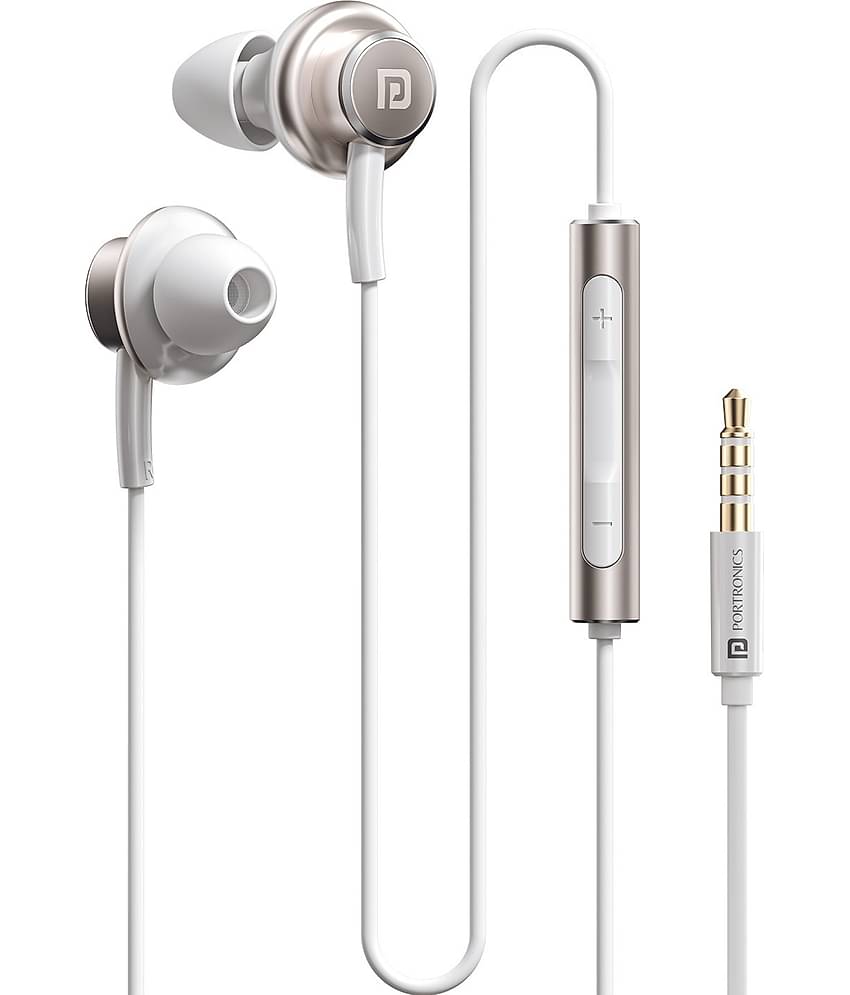 Portronics POR-3033 3.5 mm Wired Earphone In Ear Passive Noise cancellation White