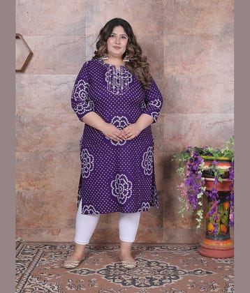 Avnii Women Cotton Printed Straight Kurti ( Purple )