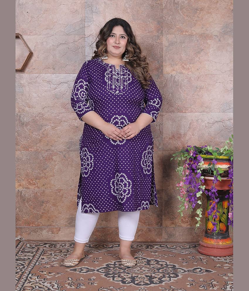 Avnii Women Cotton Printed Straight Kurti ( Purple )
