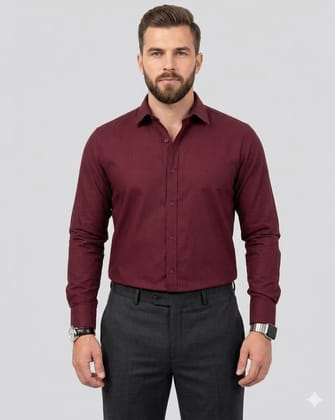 Mens Premium Maroon (Red Wine) Cotton Shirt (60x40 Fabric) | Formal Wear | Regular Fit |