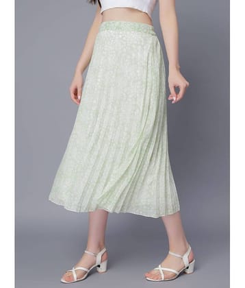 NUEVOSDAMAS - Green Georgette Women's Flared Skirt ( Pack of 1 )
