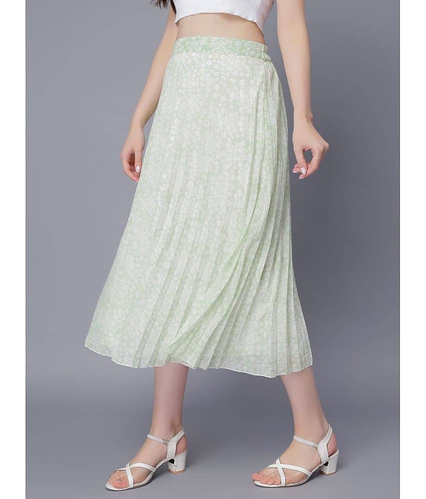 NUEVOSDAMAS - Green Georgette Women's Flared Skirt ( Pack of 1 )