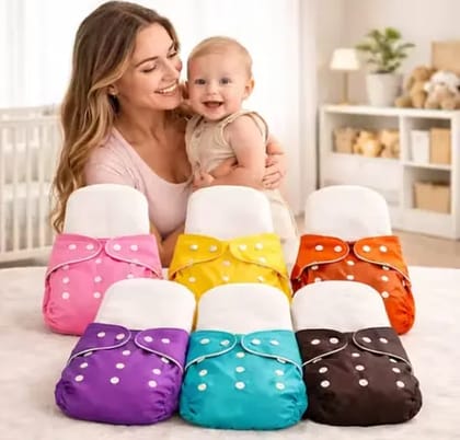 REUSABLE BABY CLOTH DIAPER PACK OF 6 WITH 6 INSERT