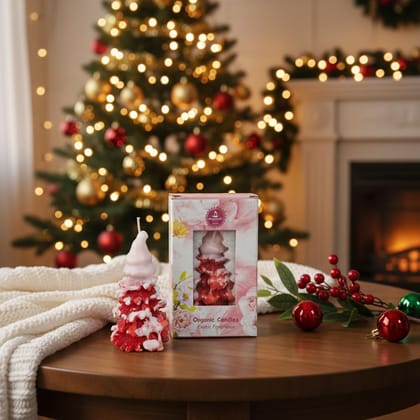 Organic Soy Wax Christmas Tree Piller Candle for Decor | Tree Shaped Scented Aromatic Fragrance Candles | Smoke-Free Candle | New Year
