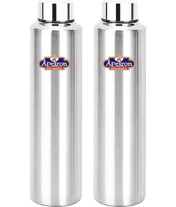 APEIRON Matt Fridge Bottle pk 2 Silver 1000 mL Stainless Steel Fridge Bottle set of 2
