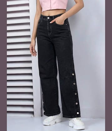 Addyvero Women's Straight Fit High-Rise Jeans ( Black )