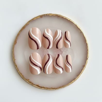 Nude Swirl Design Press-On Nail Set