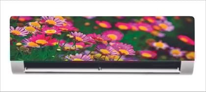 DreamKraft Decorative Sunflower in Garden AC Sticker (Multicolor PVC Vinyl, 30cm X 91cm)