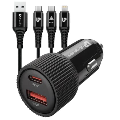 Mach Trio-Link | 51W Dual Port Fast Car Charger with 3-in-1 Cable | UM1270