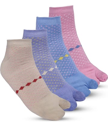 Texfro Pack of 4 Women's Cotton Ankle Length Socks ( Multicolor )