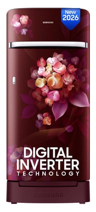 Samsung 189 L, 4 Star, Digital Inverter, Direct-Cool Single Door Refrigerator (RR21H2H24HT/HL, Red, Hydrangea Plum, Base Stand Drawer, Single Touch Defrost, 2026 Model) Samsung 189 L, 4 Star, Digital Inverter, Direct-Cool Single Door Refrigerator (RR21H2