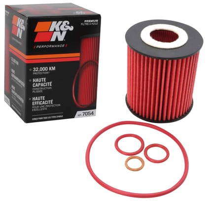 K&N Oil Filter - High Performance-Series compatible with BMW (HP-7054), Red