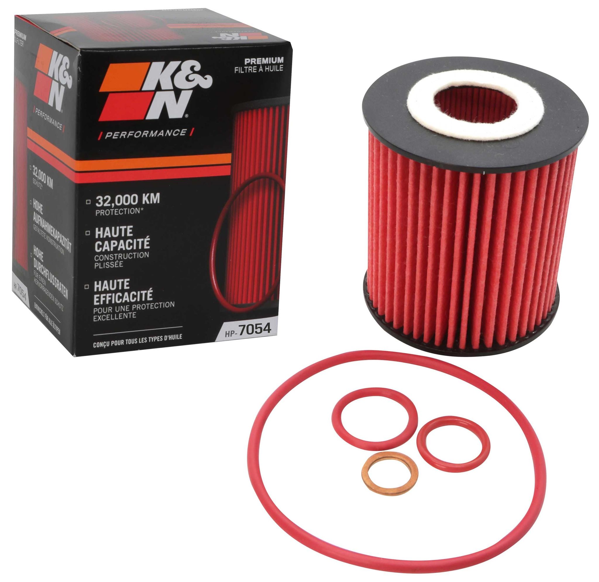 K&N Oil Filter - High Performance-Series compatible with BMW (HP-7054), Red