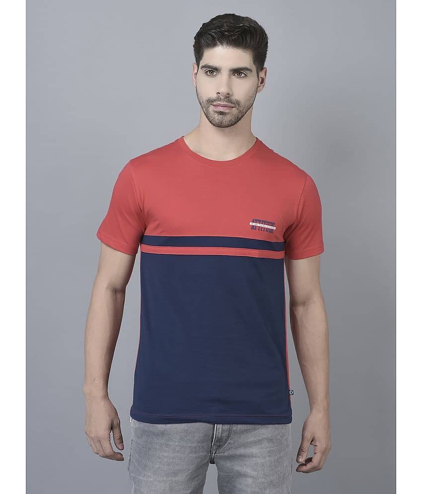 Dollar Cotton Blend Regular Fit Colorblock Half Sleeves Men's T-Shirt - Red ( Pack of 1 )