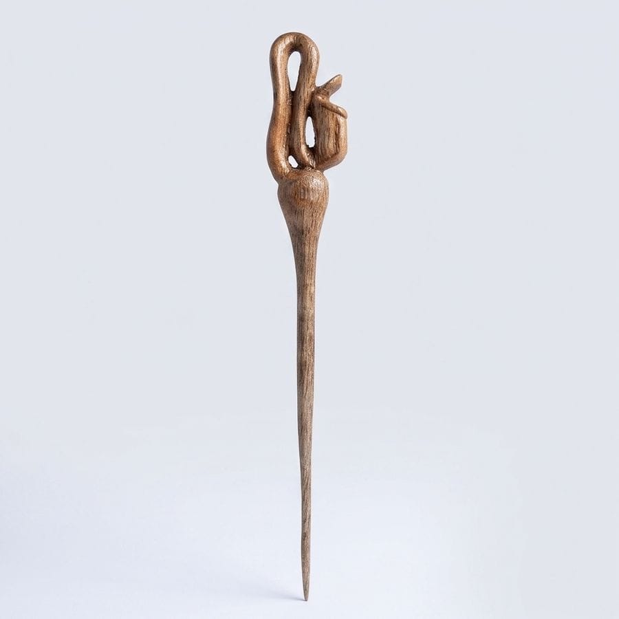 Hand-Carved Pitcher Plant Wooden Hair Pin