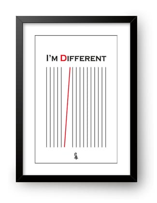Premium "I'm Different" Motivational Wall Frame | Minimalist Red & Black Line Art Poster for Creative Workspaces, Office & Room Decor
