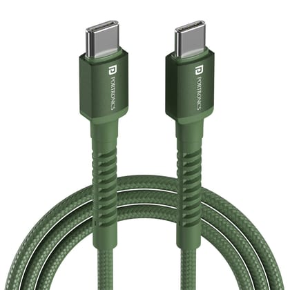 Portronics Konnect X - 1M, Type C To Type C 240W Type-C for All Power Levels, 1 m Unbreakable Nylon Cable, Speedy Data Transfers