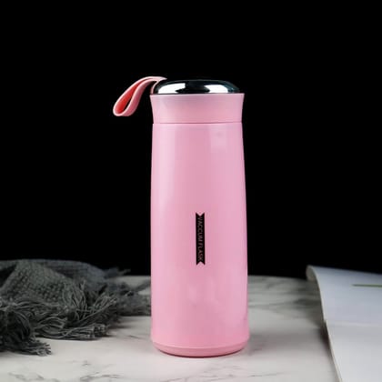 Water bottle 400ml leak proof, glass water bottle with daily water intake for gym and children, Nice Bottle (1 pc / Pink Color)