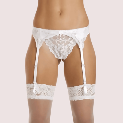 Silky White Lace Garter Belt for Women Silky White Lace Garter Belt for Women