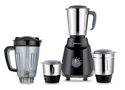 Bajaj Rex Ninja Series 4 Jar 500W Mixer Grinder | DuraCut Blades | 2-In-1 Function Blade In Dry Jar | 2 Yrs Warranty Black/Grey Bajaj Rex Ninja Series 4 Jar 500W Mixer Grinder | DuraCut Blades | 2-In-1 Function Blade In Dry Jar | 2 Yrs Warranty Black/Gre