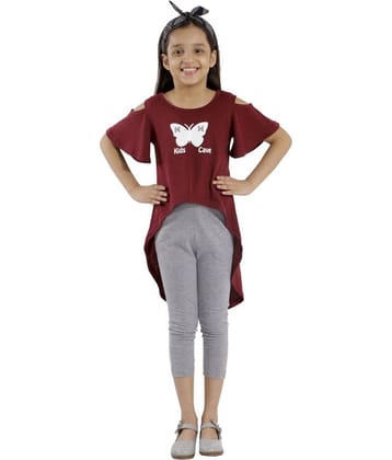 Kids Cave Pack of 1 Girls 100% Cotton T-Shirts ( Maroon )