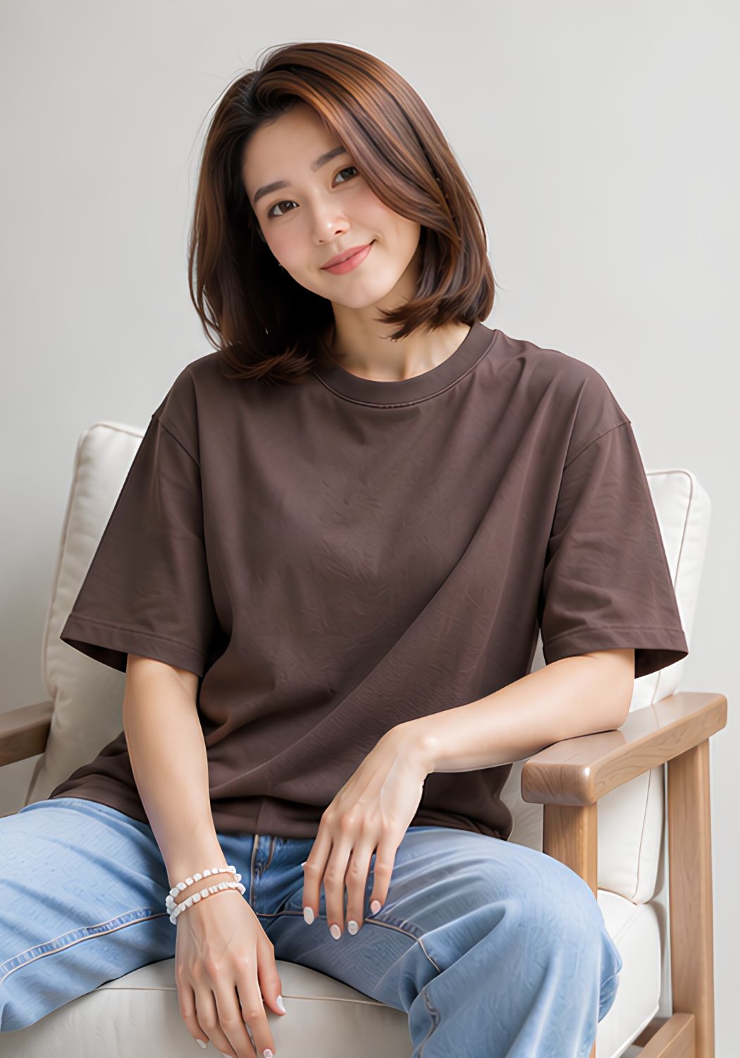 Hue Nox Women's Brown Plain Oversized T-Shirt
