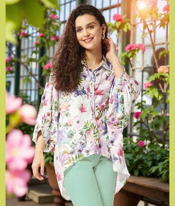 Zima Leto Women Printed Polyester Shirt ( White )