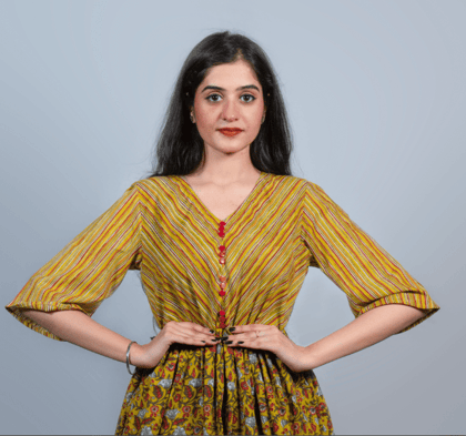 Rekha fashion_Cotton exclusive unique mustard top style kurti set Rekha fashion_Cotton exclusive unique mustard top style kurti set