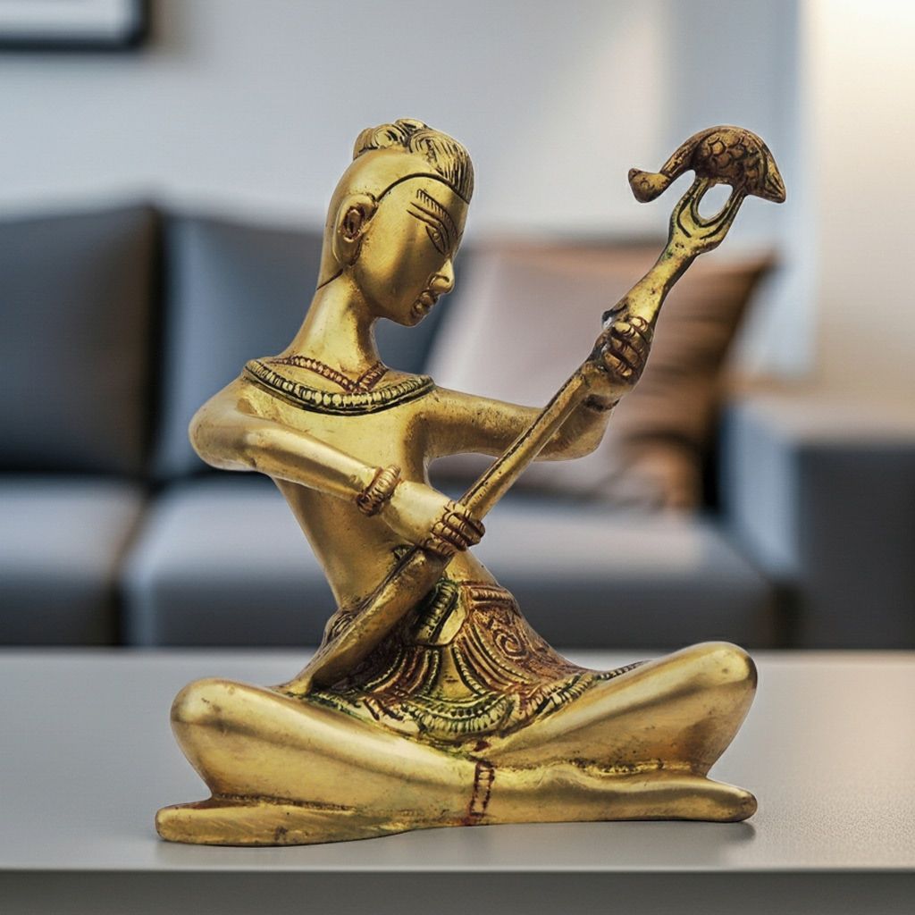 Brass Showpiece Musical Set Male Statue, Height : 6 Inch (BSMAS1284 B)
