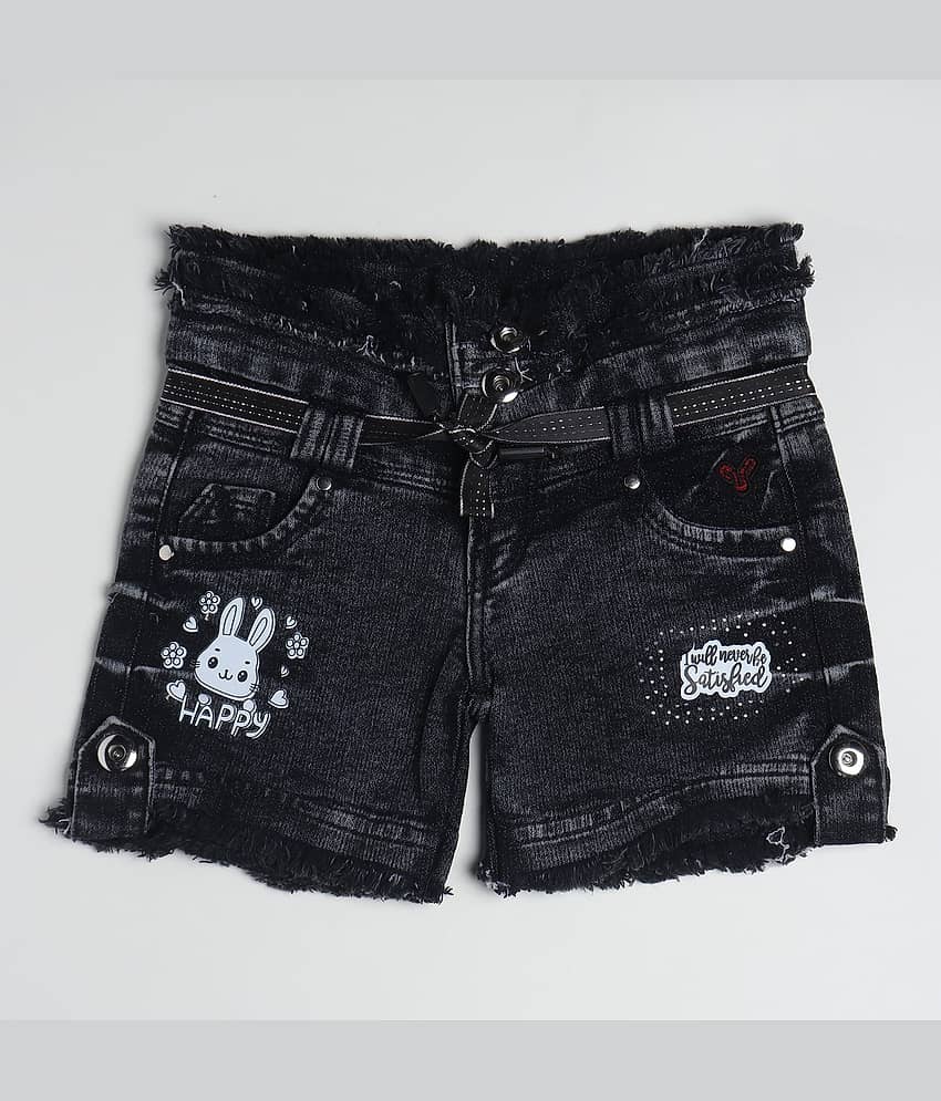 Arshia Fashions Pack of 1 Girls Denim Hot Pants ( Black )
