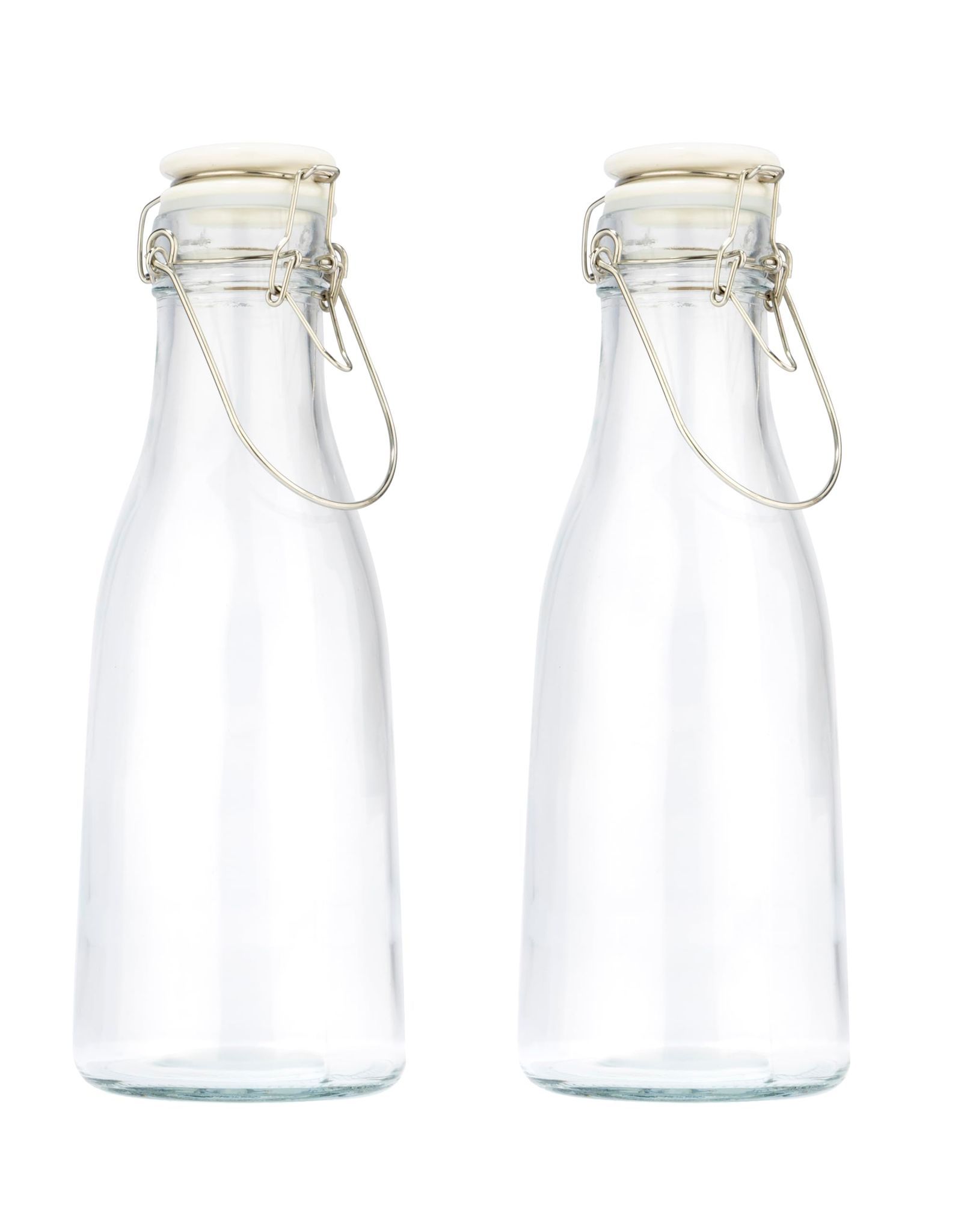 NATURALLY YOURS 1000 ml Wide Mouth Glass Bottle with Ceramic Lid | Airtight Storage - Set of 2